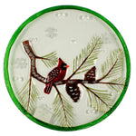 Tabletop Winter Cardinal Platter Glass Red Bird Snowflakes Pine Cones Xm1194 (52053)