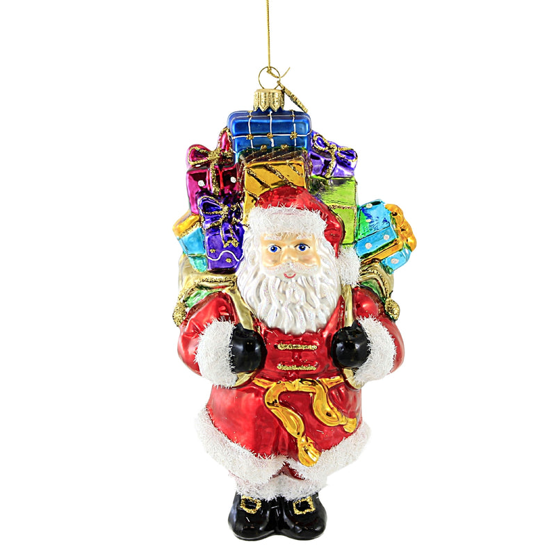 Huras Family Santa With Gifts - 1 Glass Ornament 8 Inch, Glass - Ornament Gift Christmas S382 (52082)
