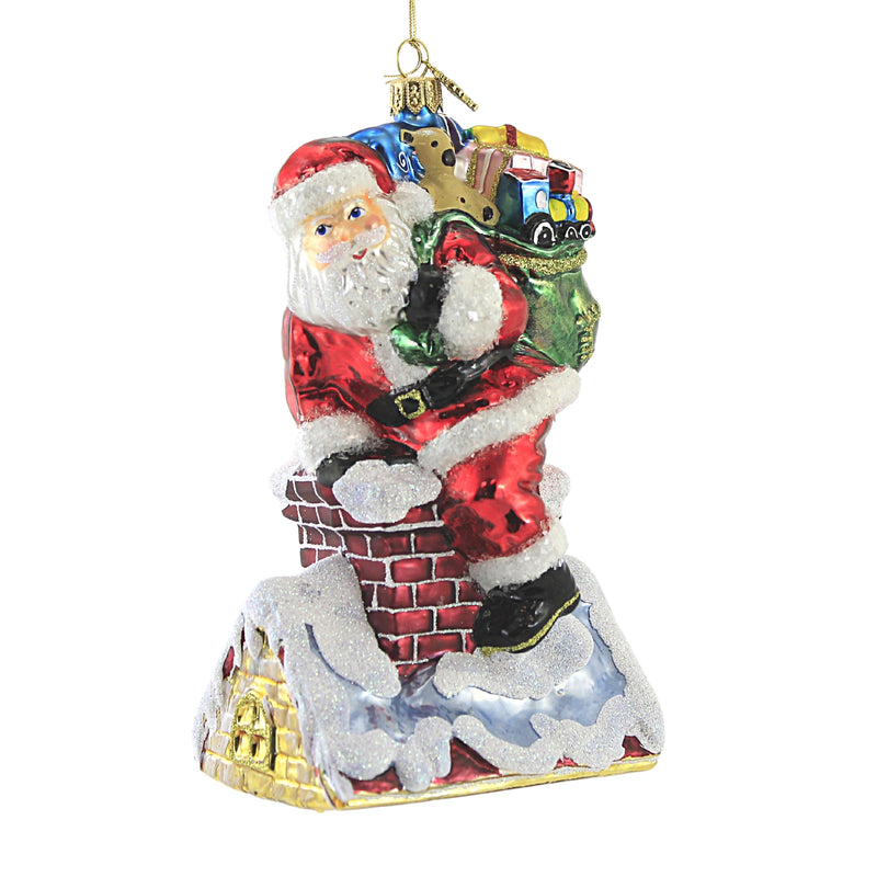 Huras Santa On The Rooftop Glass Ornament Christmas Presents S418 (52084)