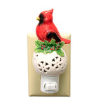 Cardinal W/Holly  Night Light - One Night Light 6 Inch, Ceramic - Red Bird Electric Plug-In Mx181439 (52199)