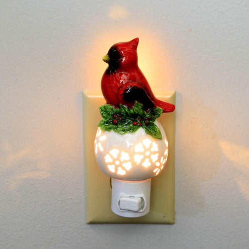 Christmas Cardinal W/Holly  Night Light - - SBKGifts.com