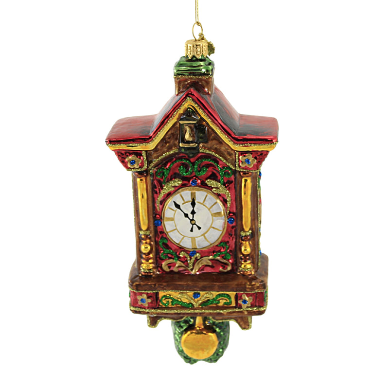 Huras Family Christmas Cuckoo Clock - 1 Glass Ornament 7.5 Inch, Glass - Ornament Time Antique S861c (52220)