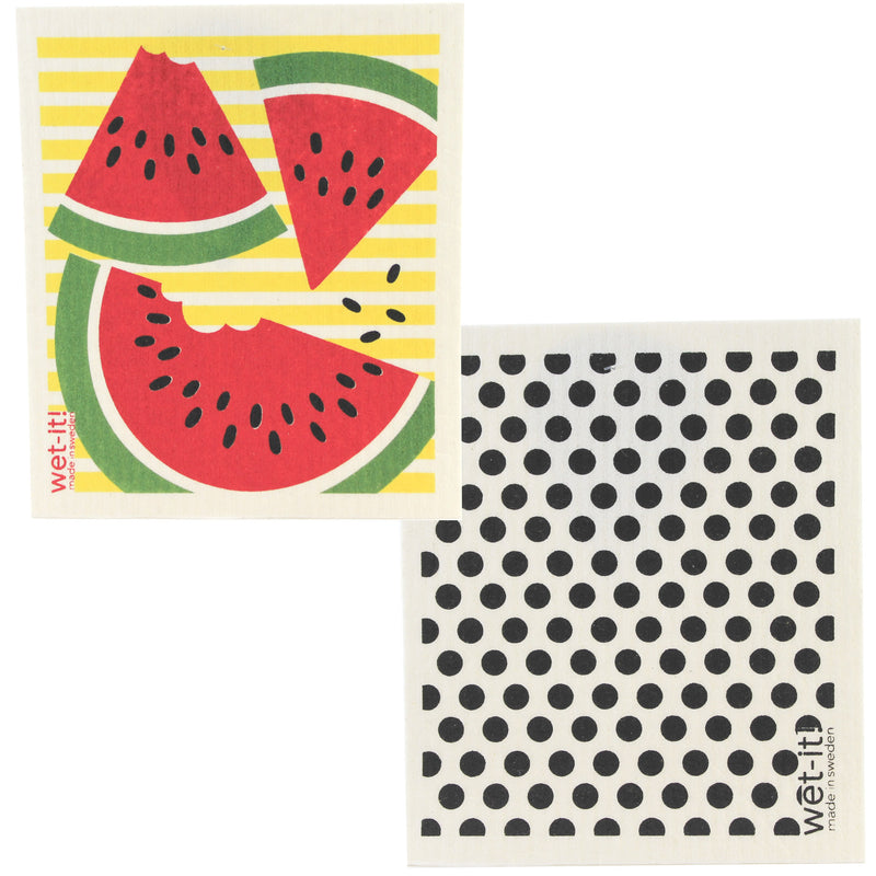 Watermelon Slice & Black Dots - Two Swedish Dishcloths 7.75 Inch, Cellulose - Eco Friendly W310*W606 (52282)