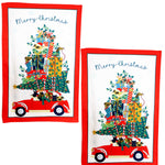 Hound Dog Going Home Xmas - Two Tea Towels 28.25 Inch, Cotton - Timeless Textiles 022Hhc (52416)