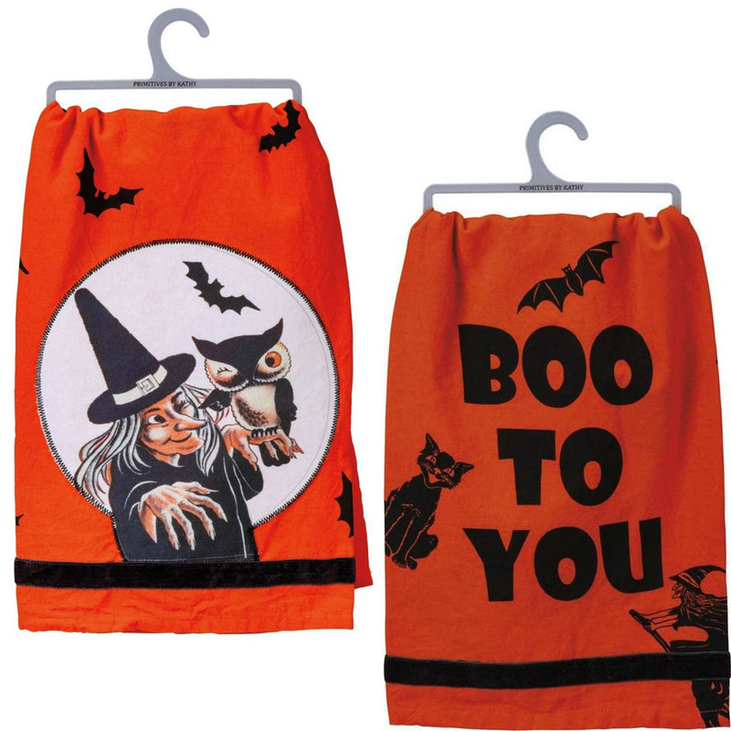 Owl Witch & Boo To You - 2 Decorative Towels 28 Inch, Cotton - Halloween 100% Cotton Kitchen 101875*101770 (53094)