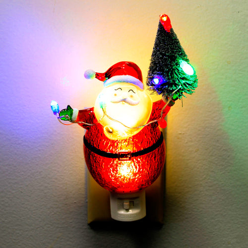 Christmas Santa W/ Xmas Tree Night Light - - SBKGifts.com