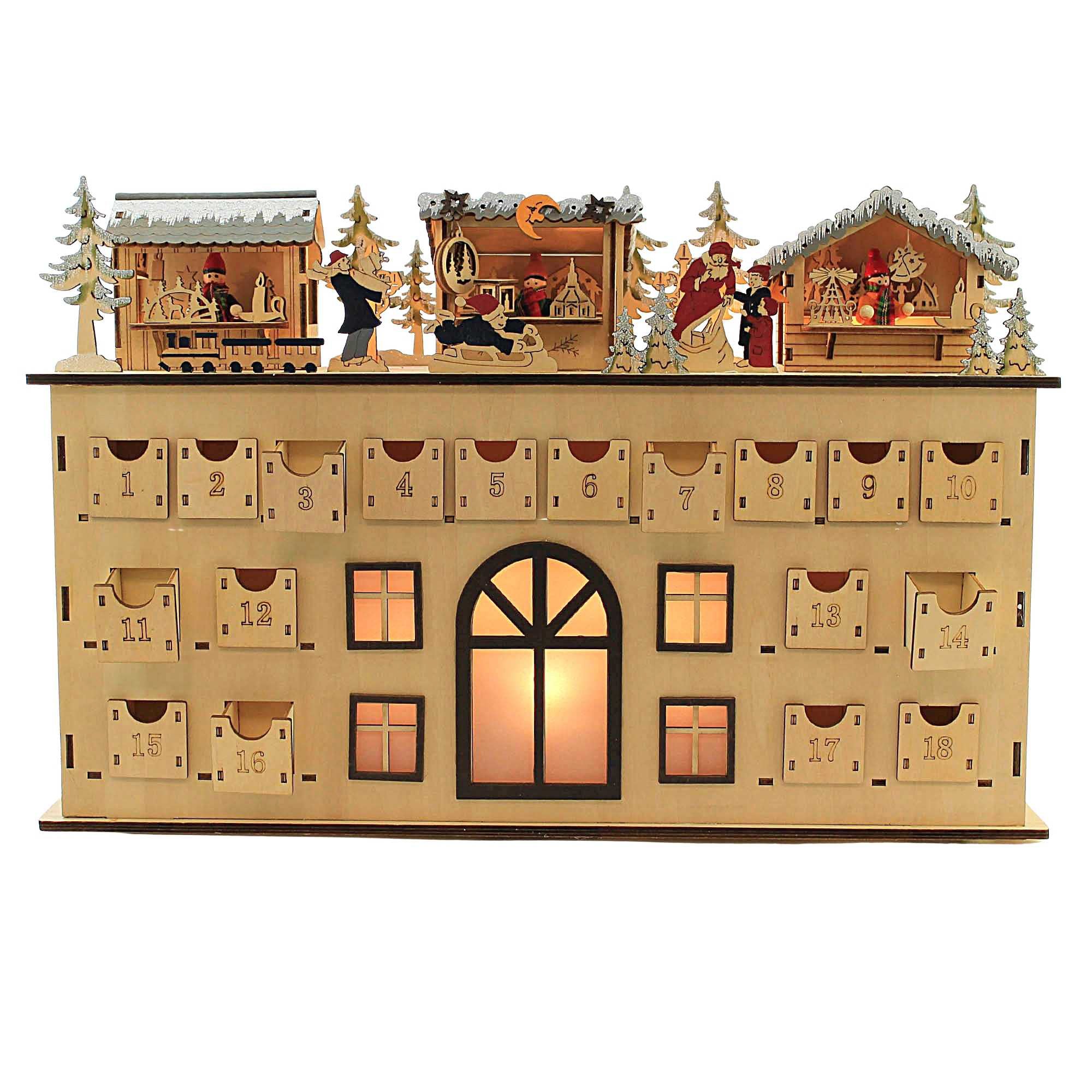 Christmas Led 3 Cabin Scene Country Store Calender Christmas Village 134175  | SBKGifts.com
