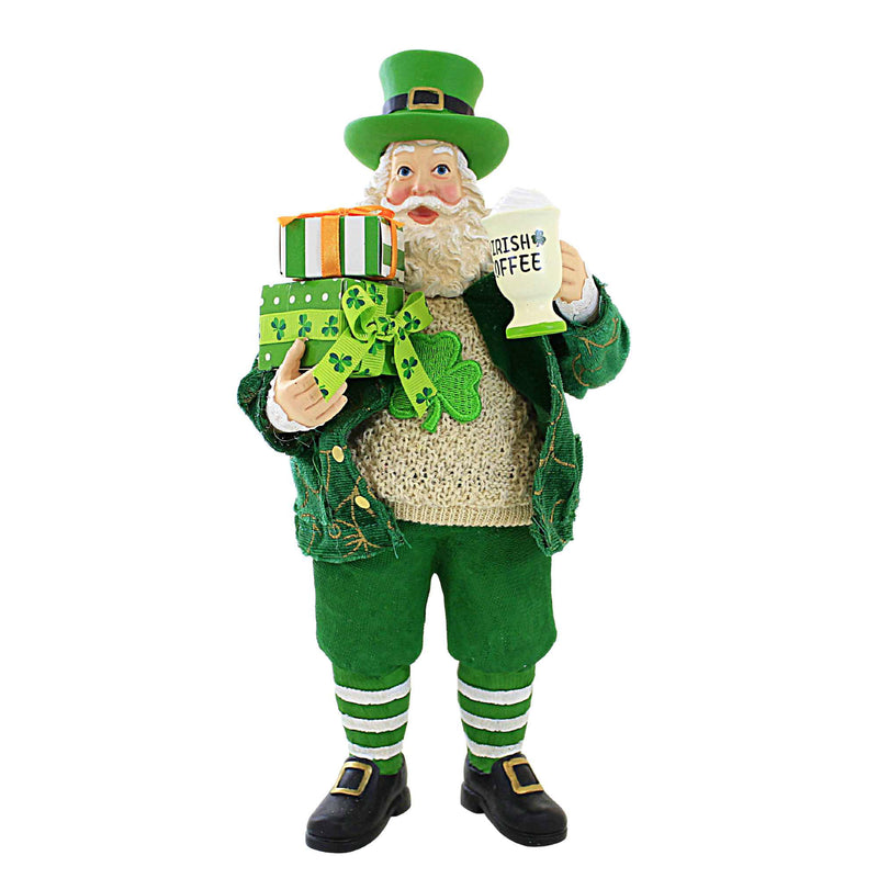 Irish Santa With Coffee - One Figurine 11.5 Inch, Resin - Musical Fabriche Fao141 (53857)