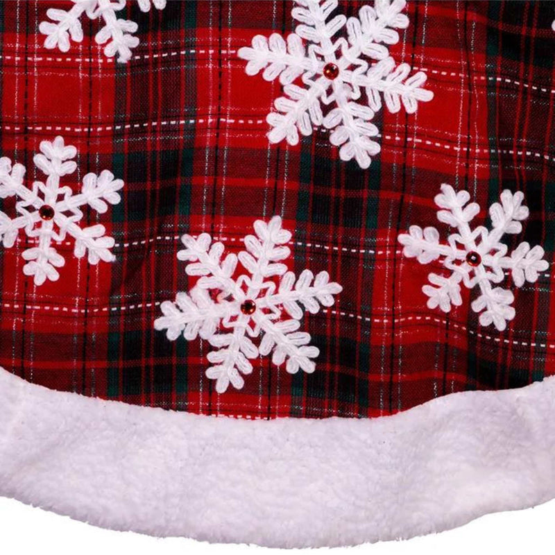 Christmas Plaid White Snowflake Treeskirt - - SBKGifts.com