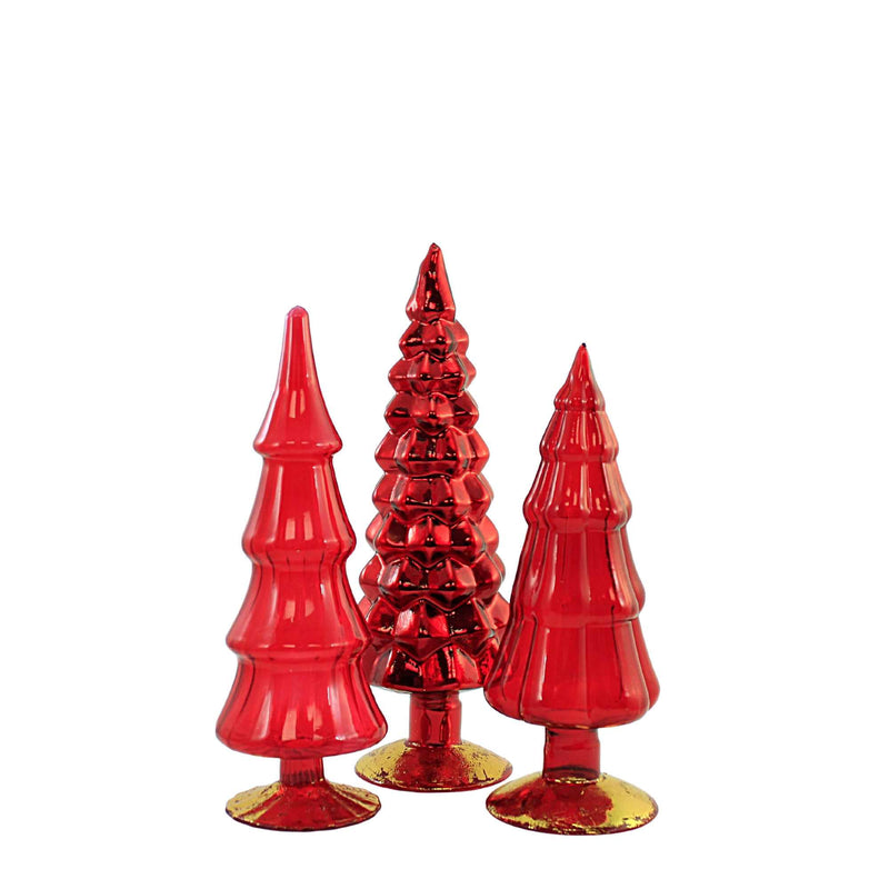 Cody Foster Red Hue Trees Set Of 5 - 5 Glass Trees 17.5 Inch, Glass - Christmas Valentines Village Decorate Decor Ms2040r (53923)