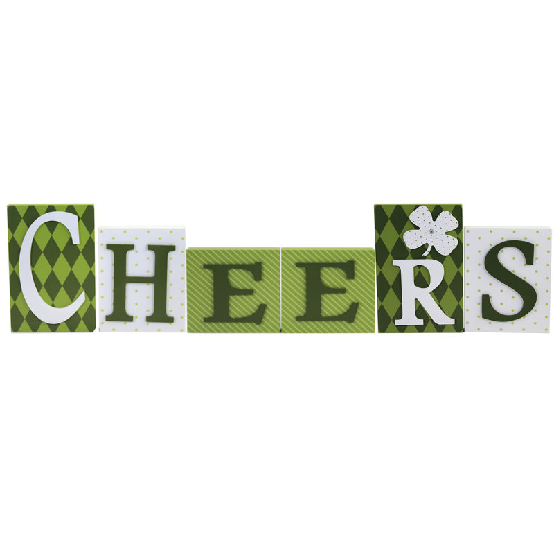 Saint Patricks Cheers Bricks Wood Irish Shamrock Home Decor 70046B (54000)