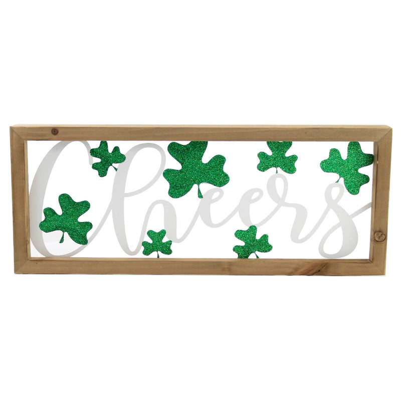 Saint Patricks Cheers Cutout Wall Plaque Wood Irish Clover 70080A (54073)