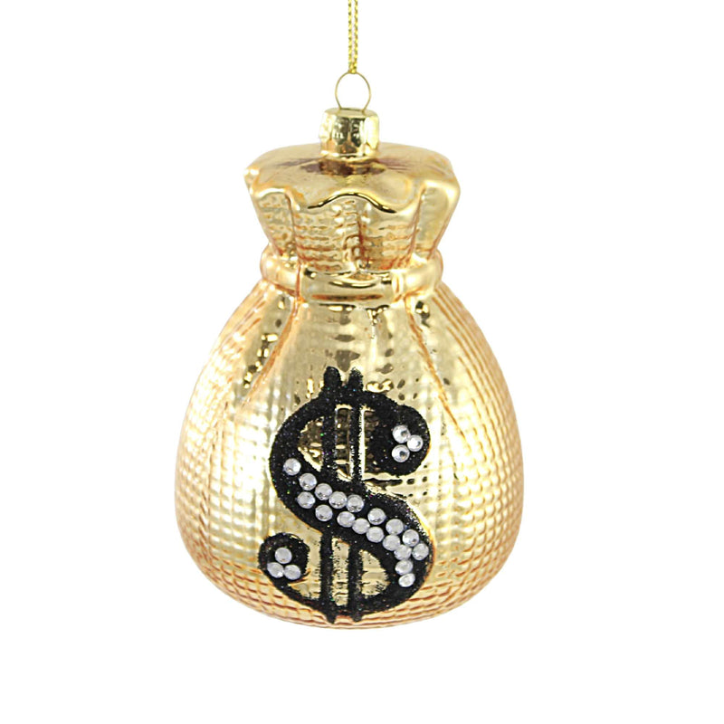 Holiday Ornament Money Bag Glass Ornament Wealth Coins Dollars Go8234 (54110)