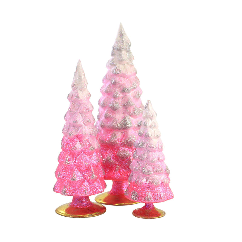 Cody Foster Pink Glitter Gradient Trees - 3 Glass Trees 11.75 Inch, Glass - Valentines Set/3 Village Decor Holiday Decorate Mantle Christmas Cd1607p (54298)