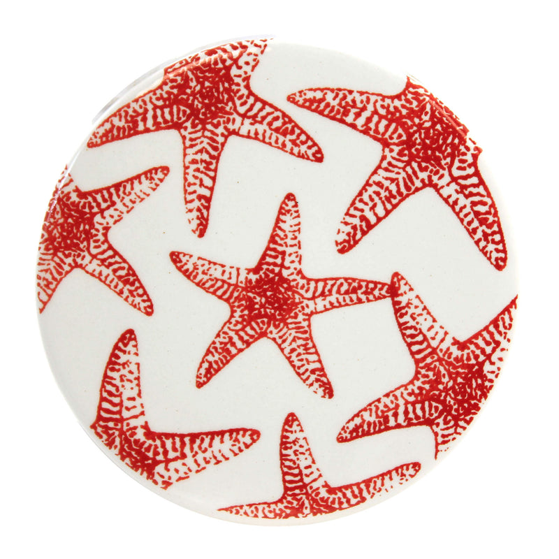 Patriotic Coasters - Set Of 4 Coasters 4 Inch, Ceramic - American Flag Starfish 20882 (55353)