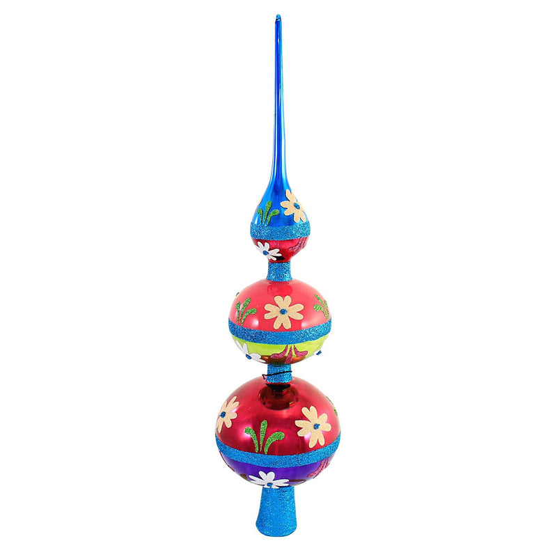 Sbk Gifts Holiday Retro 3 Ball Mod Floral Finial Tree Topper Funky Mod 60S 70S Sbk221039 (55797)