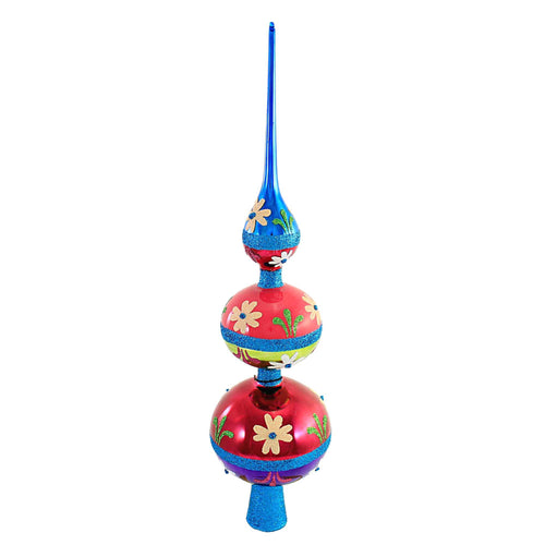 Sbk Gifts Holiday Retro 3 Ball Mod Floral Finial - - SBKGifts.com