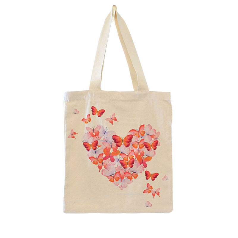 Valentine's Day Kisses Tote Bag Cotton Butterflies Heart Love Er51247 (56031)