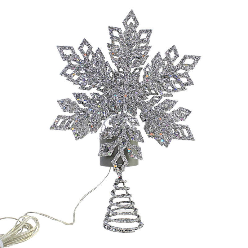 Silver Snowflake Tree Topper - One Tree Topper 12 Inch, Metal - Led Sparkle Christmas 160251 (56117)