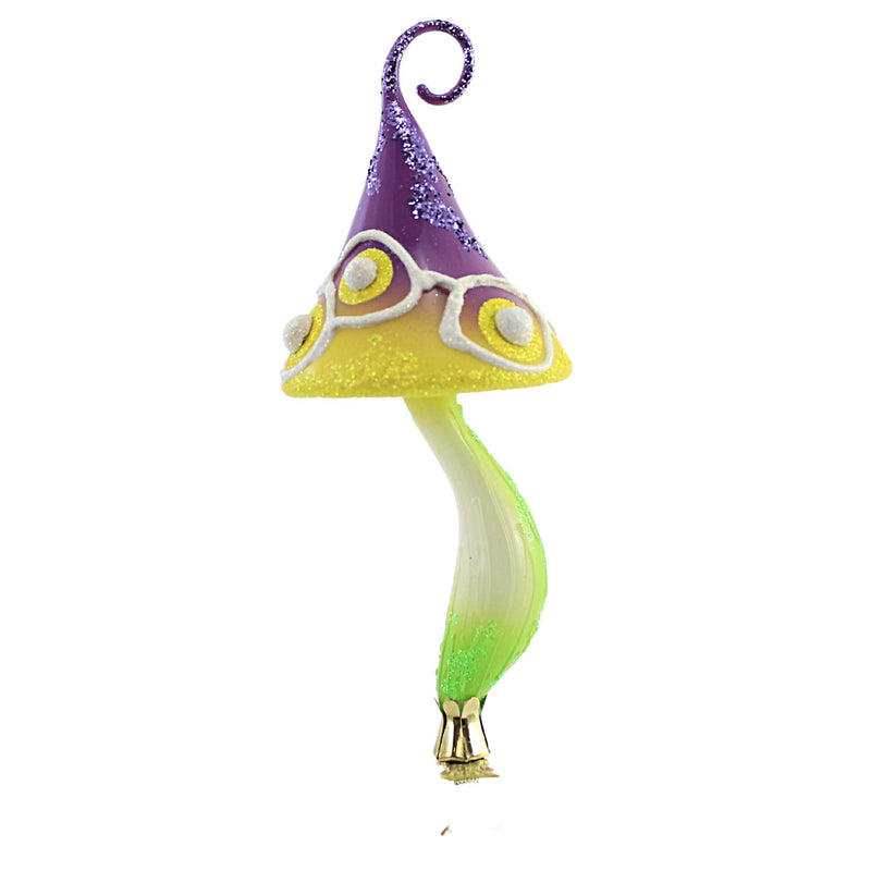 Purple & Yellow Magic Mushroom - 1 Glass Ornament 7.25 Inch, Glass - Ornament Clip On 2022203 (56251)