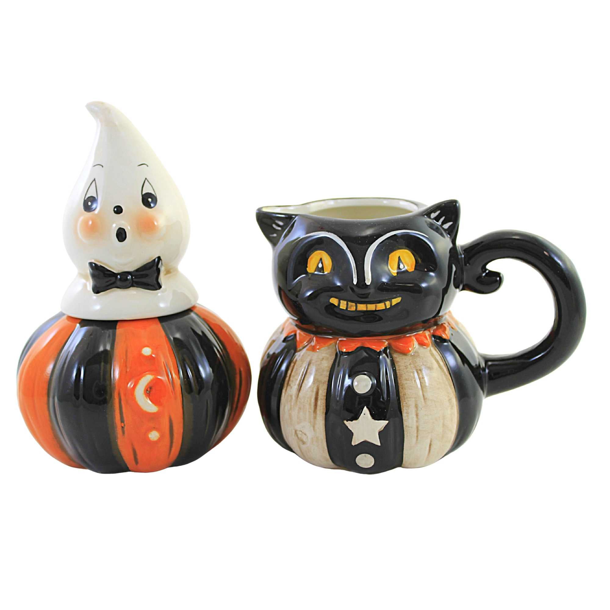 Tabletop Ghost/Cat Sugar & Creamer Dolomite Halloween Johanna