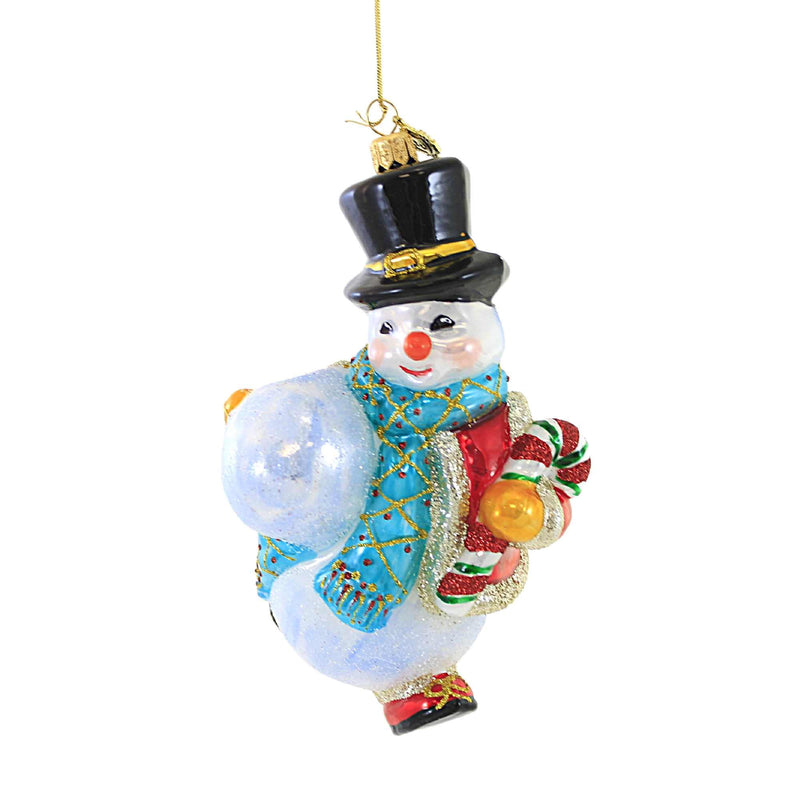 Huras Snowball Snowman Glass Ornament Winter Frosty Hf517 (56957)