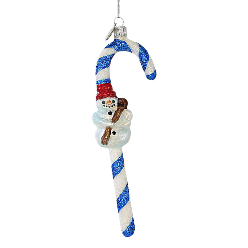 Morawski Ornaments Snowman Candy Cane - One Glass Ornament 7 Inch, Glass - Ornament Christmas Stripe Sweet 14473Nf (57039)