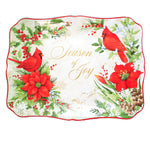 Tabletop Winters Medley Platter Eartherware Cardinal Christmas Poinsettia 28992 (57559)