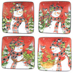 Tabletop Christmas Lodge Dessert Plates Set / 4 Snowman Canape Birds 29048 (57567)