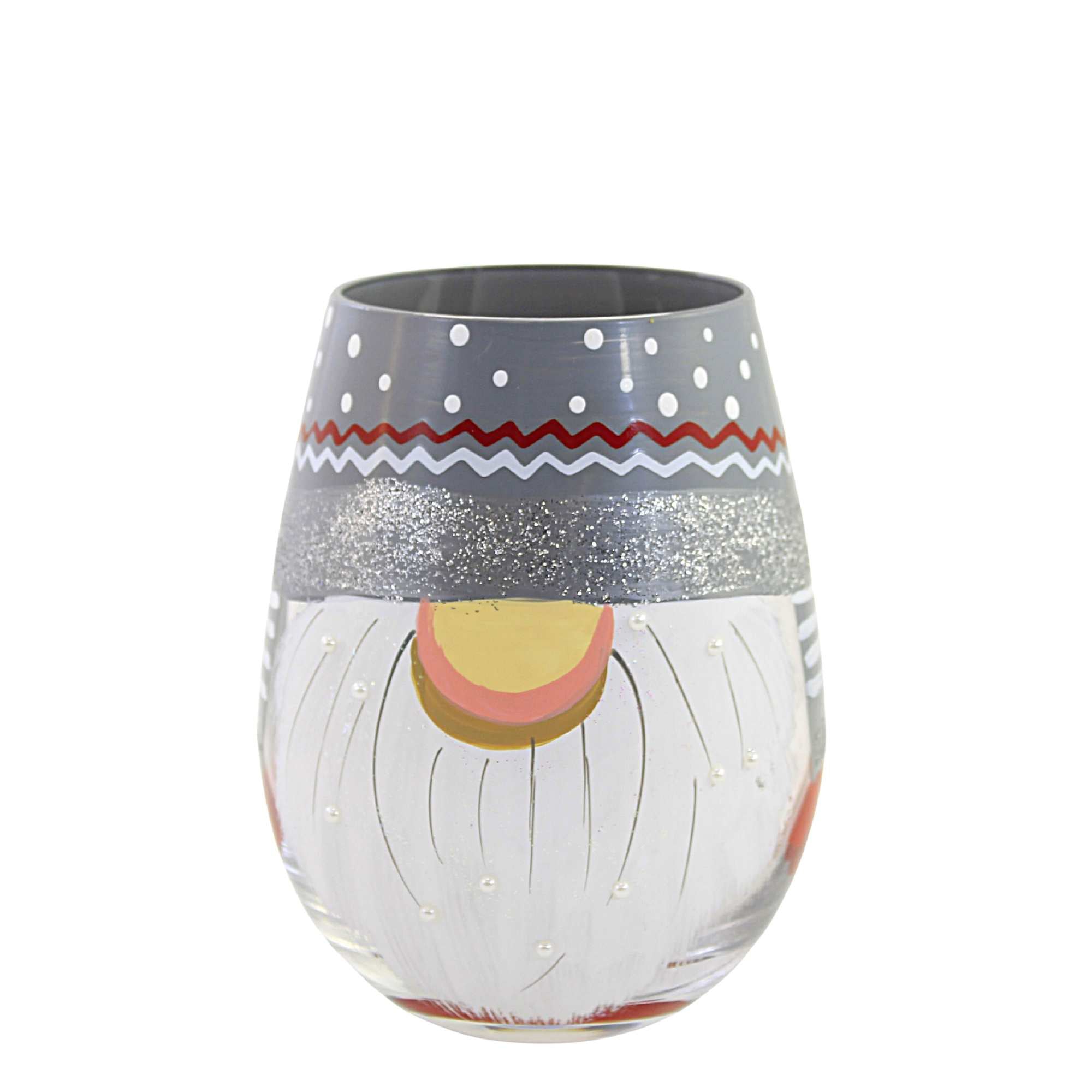 Tabletop Frosted Forest Stemless Wine Glass Lolita Hand Painted 6011247