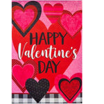 Valentines Hearts Garden Flag - One Flag 18 Inch, Polyester - Suede Pink Red Black 14S10654 (58404)
