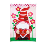 Valentine Gnome Garden Flag - One Flag 18 Inch, Polyester - Applique Hearts Flowers 169218 (58405)