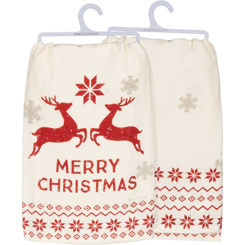 Decorative Towel Christmas Reindeer Kitchen Towe Cotton Snowflakes 36094. (58531)