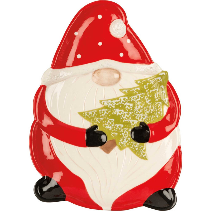 Tabletop Santa Gnome Platter Ceramic Tree Christmas 112755 (58701)
