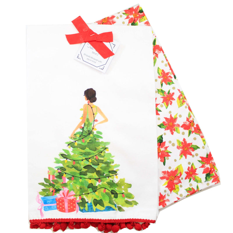 Decorative Towel Christmas Tree Glam Girl Diva Kitchen 100% Cotton Mx185352t (58750)