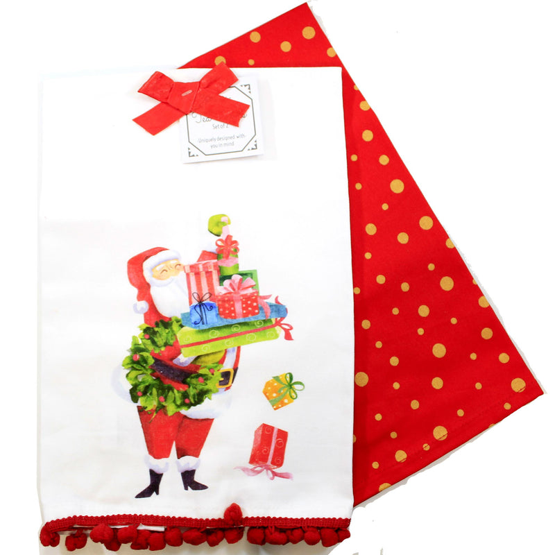 Decorative Towel Glam Santa With Gifts Kitchen 100% Cotton Clean Up Mx185402g (58755)