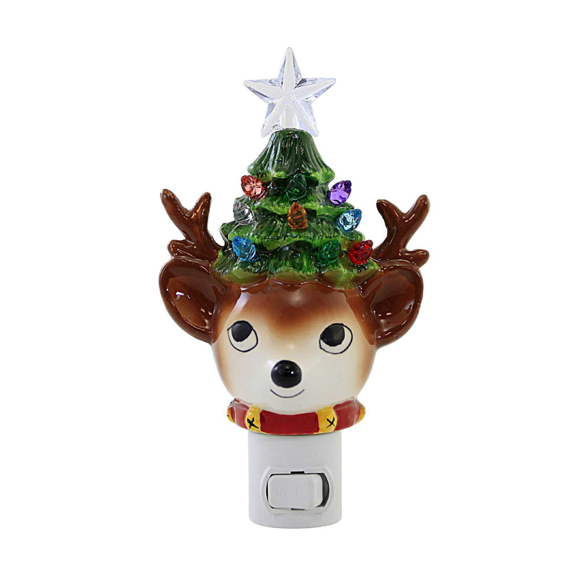 Christmas Reindeer With Tree Night Light Ceramic Star Bulbs Mx184788 (58785)