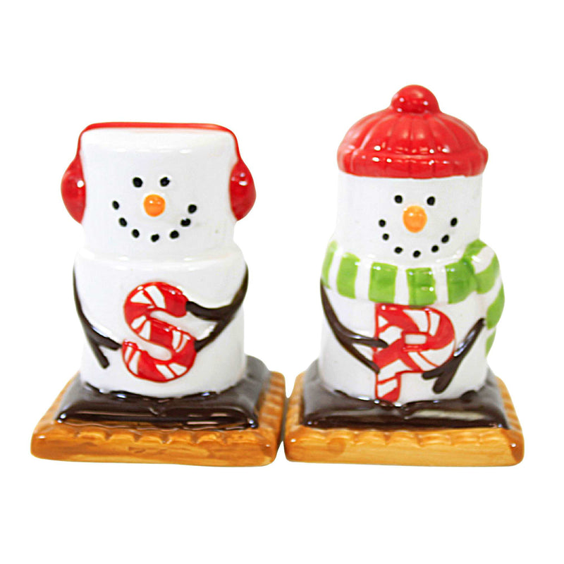 Ganz S'mores Salt & Pepper Shaker St - One Salt & Pepper Shaker Set 2.75 Inch, Ceramic - Snowman Mx177473 (58867)