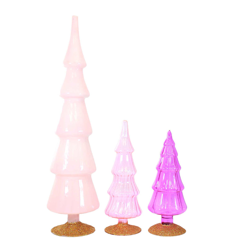 Easter Pink Glass Hued Trees S/3 - - SBKGifts.com