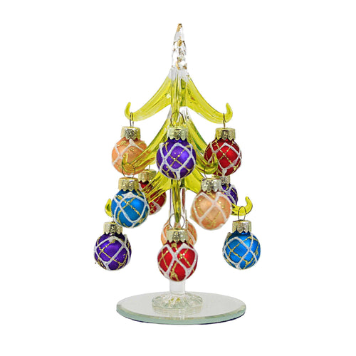 Christmas Glass Tree With Plaid Bulbs - - SBKGifts.com