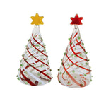 Tabletop Glass Tree Salt And Pepper Glass Clear Red White Stripes Ge3021 (58916)
