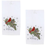 Decorative Towel Be Merry Cardinal Towel Red Bird Kitchen Pinecones C861002524a (59041)