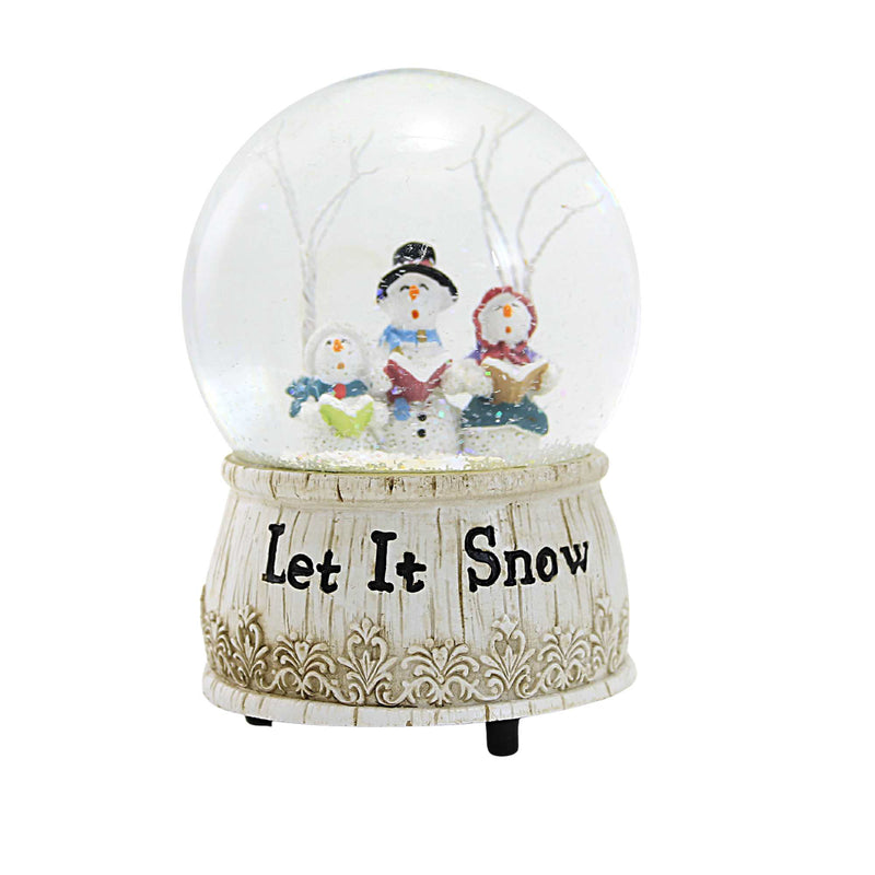 Christmas Let It Snow Snowglobe Glass Snowmen Caroling 3Wgl129 (59084)