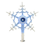 Morawski 12 Inch Ice Blue Snowflake Tree Topper Glass Glitter Reflector  Finial 17726 (59203)