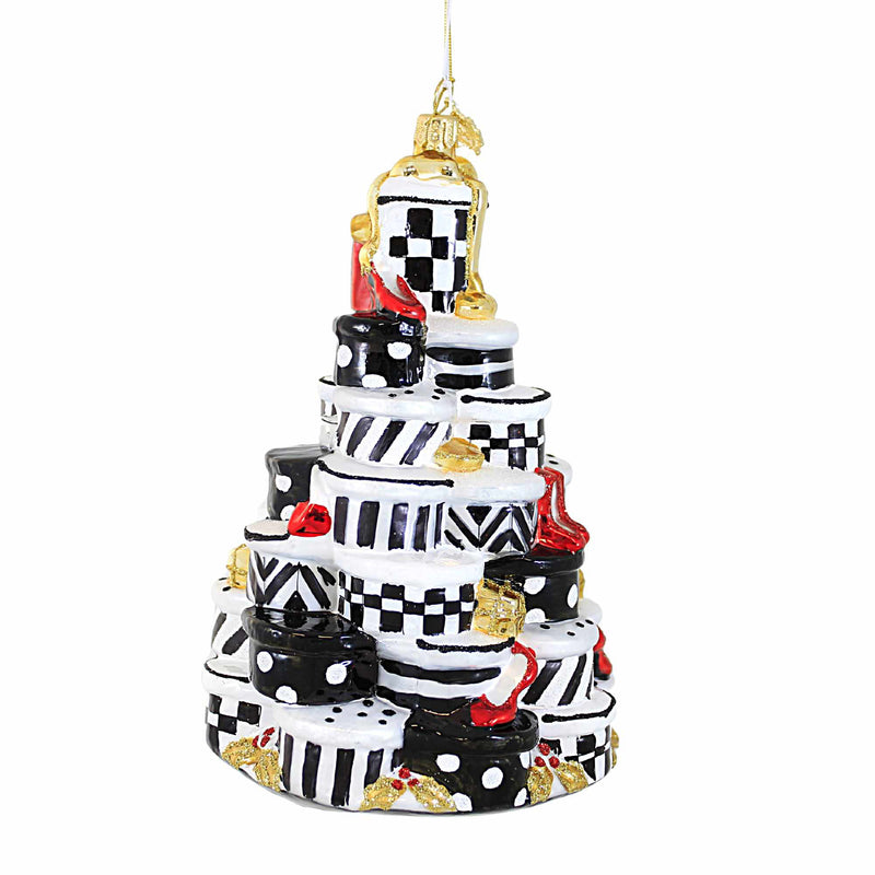 Huras Family Black And White Delight Fashion Tree - 1 Glass Tree Ornament 6.5 Inch, Glass - Hand Painted Bold Design Shoes Bw933 (59249)