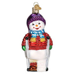 Old World Christmas 4.5 Inches Snowman On Crutches Glass Cast Broken 24225 (59288)