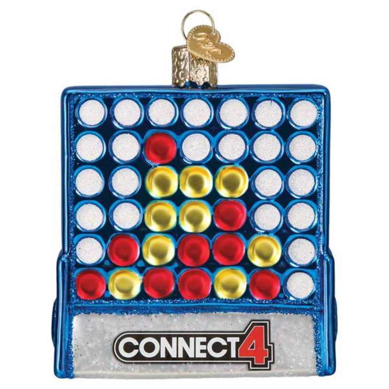 Old World Christmas Connect 4 - One Ornament 3.5 Inch, Glass - Hasbro Colors Grid 44191 (59325)