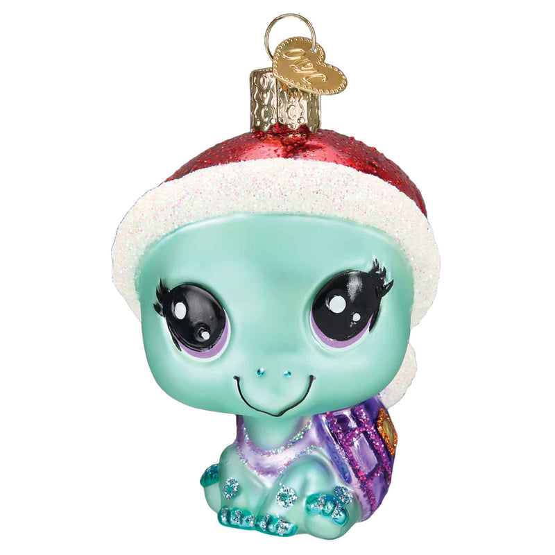 Old World Christmas Littlest Pet Shop Bev - One Ornament 3.0 Inch, Glass - Box Turtle Energetic 44193 (59336)