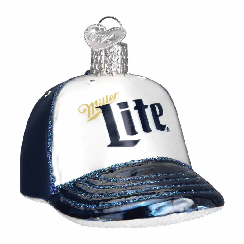 Old World Christmas Miller Lite Baseball Cap - One Glass Ornament 2.5 Inch, Glass - Ornament Beer 32565 (59347)