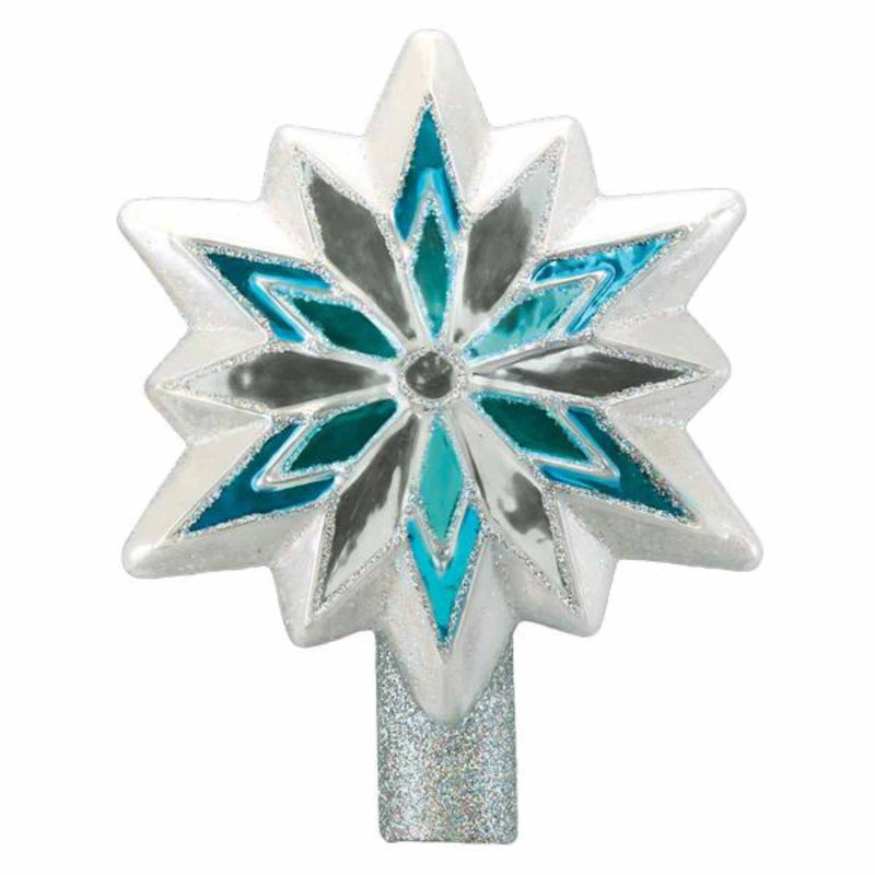 Old World Christmas Snowflake Tree Topper - One Tree Topper 7.0 Inch, Glass - Finial Star Ice Glitter 50029 (59348)